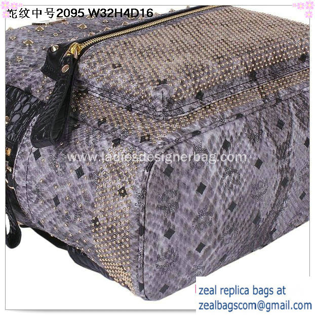 High Quality Replica Hot Sale MCM Armour Medium Backpack Snake Leather MC2095 Grey - Click Image to Close